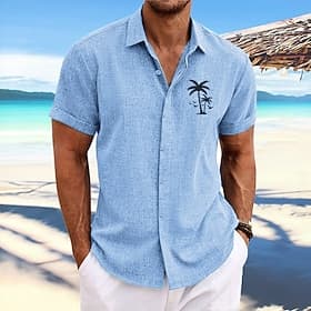 Homme Cocotier Plantes Tropicales Chemise Chemise hawaïenne Chemise Aloha Manches courtes Chemise Col Rabattu Mode Designer Occasionnel Extérieur Rue Occasionn