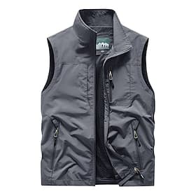 Men's Vest Daily Wear Modern Contemporary Spring  Summer Basic Elastane Outdoor Solid / Plain Color Zipper Standing Collar Relaxed Fit Wine Grey Black khaki Ve