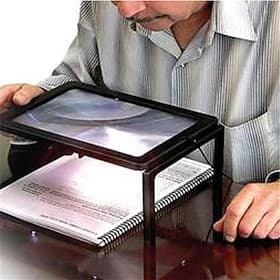 Rechteckige Seitenlupe mit 12 LED-Leuchten, 3-fache Lupe, zusammenklappbar und freihändig, LED-Ganzseitenlupe mit Dual-Power-Modus für ältere Menschen mit Sehb