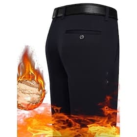 Men's Sherpa Dress Pants Winter Pants Trousers Suit Pants Fleece Plain Comfort Breathable Outdoor Daily Going out Fashion Casual Black Royal Blue
