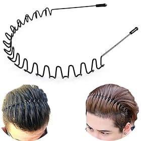 1 Stück Metall-Haarband für Männer, Stirnband, Damen-Haarbänder, Männer, Unisex, schwarz, gewellt, Frühling, Outdoor-Sport-Stirnbänder für Herren, Haarband, Ho