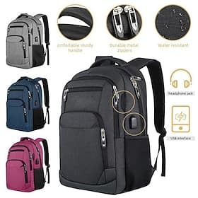 Classic Men's and Women's Anti-theft Waterproof Laptop Backpack with USB Charging Port Travel Business Durable Computer Bag School Backpack Suitable for Gift 1