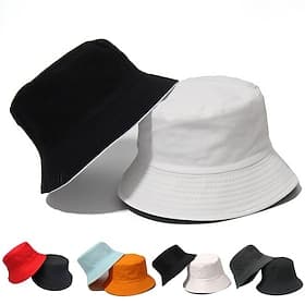 Men's Bucket Hat Sun Hat Fishing Hat Boonie hat Hiking Hat Orange / Blue Yellow / Blue Cotton Streetwear Stylish Casual Outdoor Daily Going out Plain UV Sun Pr