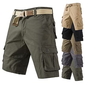 Men's Cargo Shorts Shorts Hiking Shorts Multi Pocket Plain Wearable Knee Length Outdoor Casual Daily Sports Fashion Black Yellow