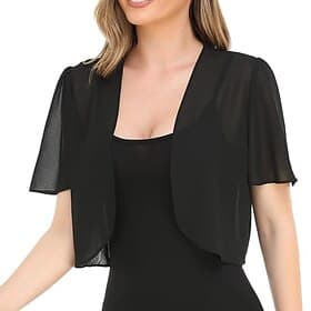 Shawls Women's Wrap Bolero Pure Sun Protection Short Sleeve Chiffon Wedding Wraps With Pure Color For Daily Spring  Summer