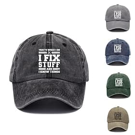 Men's Baseball Cap Black Blue Cotton Washed Travel Beach Outdoor Vacation Print Adjustable Sunscreen Fashion