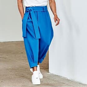 Homme Pantalon Pantalon carotte fuselé Pantacourt Pantalons décontractés Cordon Taille elastique Nouveauté Couleur unie Confort Extérieur Cheville Casual du qu