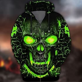 Men's Skull Graphic Prints Hoodie Hoodies Sweatshirt Streetwear Basic Casual Long Sleeve Hooded Daily Sports  Outdoor Sports Holiday Blue Black Red Purple Ligh