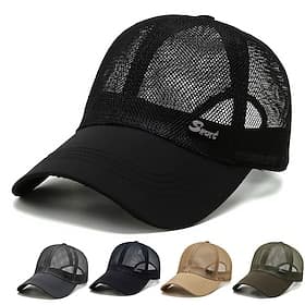 Men's Baseball Cap Black Deep Blue Mesh Travel Beach Outdoor Vacation Plain Adjustable Fashion