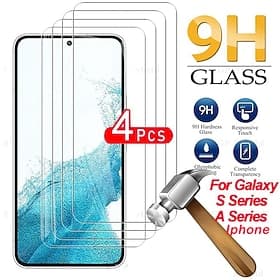 4 pcs Screen Protector For Samsung Galaxy S25 Ultra S25 Ultra Plus S24 Ultra Plus S23 S22 S21 S20 Plus Ultra A35 5G Tempered Glass 9H Hardness Anti Bubbles Ant