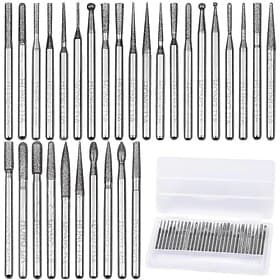30Pcs Diamond Grinding Burr Needle Point Engraving Carving Polishing For Glass Jade Stone 3mm Drill Bit Rotary Tool Set
