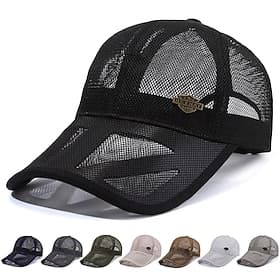 Unisex Baseball Cap Sun Hat Black White Mesh Travel Beach Outdoor Vacation Plain Adjustable Sunscreen Fashion