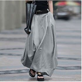 Women's Basic Summer Maxi Skirts Solid Colored Pocket Street Casual Daily Black Red Dark Gray Spring Summer