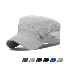 Homme Casquette militaire Chapeau de cadet Noir Bleu Coton Maille Voyage Plage Extérieur Vacances Plein Ajustable