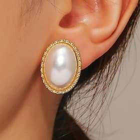 Women's Stud Earrings Hoop Earrings Clip on Earring Retro Drop Elegant Vintage Stylish Simple Sweet Imitation Pearl Earrings Jewelry 1# / 2# / 3# For Party Str