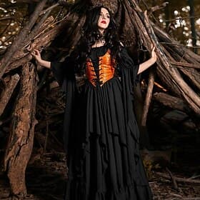 Retro Vintage Rococo Punk  Gothic Dress Regency Inspired Dress Bell Sleeve Puff Sleeve Viking Elven Fancy Dress Women's Celtic Pirate Fantasy Halloween Carniva