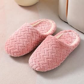 Women's Fuzzy Indoor House Slippers, Warm Plush Winter Slip-On Slippers for Bedroom and Home Use