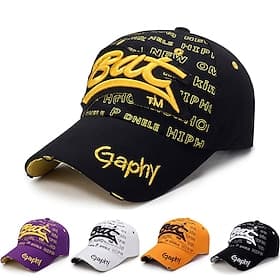 Men's Baseball Cap Black White Polyester Embroidery Travel Beach Outdoor Vacation Plain Adjustable Sunscreen Fashion