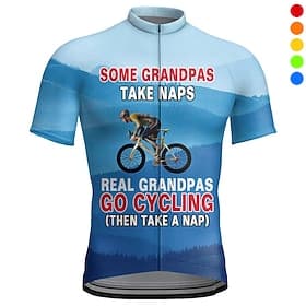 Men's Cycling Jersey Graphic Letter  Number Short Sleeve Bike Jersey Top with 3 Rear Pockets Mountain Bike MTB Road Bike Cycling Quick Dry Reflective Strips Ba