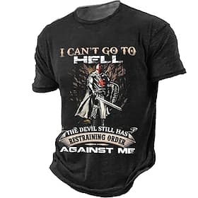 Men's Crusaders Knights Templar Gothic Horror T Shirt Graphic Tee Short Sleeve T shirt 3D Print Crew Neck Shirt Designer Retro Vintage Outdoor Vacation Daily B