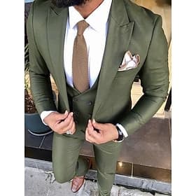 De los hombres Trajes Boda Marfil Burdeos Otoño Traje Pico Color sólido A Medida Juego de 3 piezas Recto 1 botón