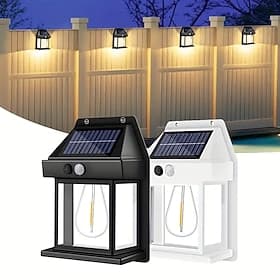 LED Solar Wall Light Motion Sensor Garden Light Dusk To Dawn Outdoor Lighting IP65 Waterproof Black And White Double Color Garden Landscape Christmas Decoratio