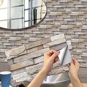 12pcs Artificial Stone Tile Wall Sticker 3D Vinyl Wallpaper Self Adhesive Floral Home Decor For Kitchen Bathroom 1530cm