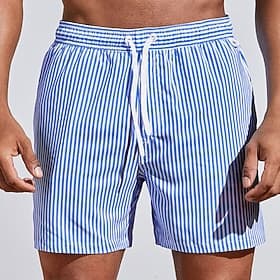 Men's Swim Trunks Swim Shorts Board Shorts Summer Shorts Beach Shorts Drawstring with Mesh lining Elastic Waist Graphic Stripe Soft Breathable Short Casual Dai