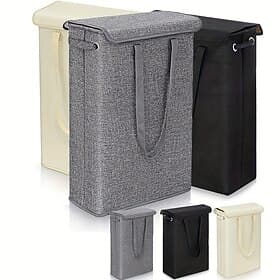45L Thin Laundry Basket With Cover Narrow Hand Fine Hand Dirty Laundry Basket Bedroom Kindergarten Whole Basket Storage Bag thumbnail 2