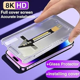 8K High End Tempered Glass For IPhone 15 14 13 12 11 Pro Max XS MAX X XR Screen Protector With Alignment Mounting Cover