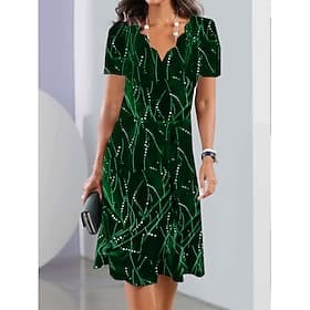 Vestido Mini para Mujer Vestido Petite Vestido de Verano Vestido A Line Moda Vintage Streetwear Exterior Vacaciones Invitada a Boda Corte Suelto Manga Corta Es