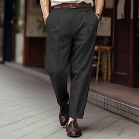 Men's Trousers Dress Pants Casual Pants Suit Pants Front Pocket Plain Comfort Breathable Wedding Casual Daily Fashion Basic Black White