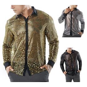 Retro Vintage 1970s Disco Cosplay Sequins Solid Colored Fancy Dress Men's Carnival Costume Halloween Carnival Masquerade Performance Party / Evening Stage Adul