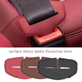 Car Safety Belt Buckle Clip Protection Cover Leather Interior Seat Belt Protector Anti Slip Cover Safety Car Accessories