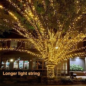 10M-100Leds/20M-200Leds/30M-300Leds Solar Copper Wire Light String Outdoor Waterproof Garden Decorative Lights  Festival Lights Remote Control Solar Lights