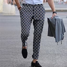 Homme Pantalon Pantalon Cigarette Imprimés Photos Géométrie Confort Doux Bureau Entreprise Vêtement de rue Décontractées bleu marine Non Elastique