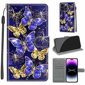 Phone Case For iPhone 16 15 14 Pro Max Plus 13 12 Pro Max Mini Wallet Case Flip Cover with Stand Holder Full Body Protective Card Slot Flower Flower Floral TPU