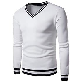 Men's Sweater Pullover Sweater Jumper Jumper Ribbed Knit Regular Slim Fit Knit Stripe V Neck Modern Contemporary Work Daily Wear Clothing Apparel Fall Winter