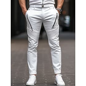 Homme Pantalon Chino Pantalon chino Poche Plein Confort Respirable Extérieur du quotidien Sortie Mode Décontractées Noir Blanche Elastique