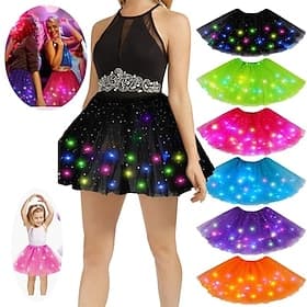 Jupes en tulle à LED pour filles, costumes de cosplay de festival de carnaval de ballet pour femmes, brillent dans le noir pour une décoration de fête lumineus