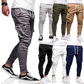 Homme Pantalons Cargo Pantalon cargo Pantalon Jogger Pantalons Patchwork Poche à Fermeture Éclair Couleur Unie Confort Doux Occasionnel Quotidien Vêtements de