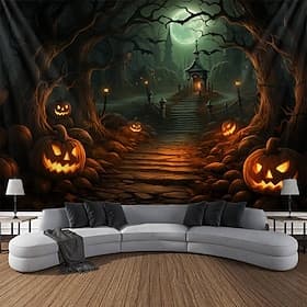Halloween Pumpkin Hanging Tapestry Wall Art Large Tapestry Mural Decor Photograph Backdrop Blanket Curtain Home Bedroom Living Room Decoration Halloween Decora