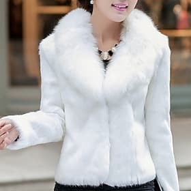 Shrug Bridal's Wraps Coats / Jackets Elegant Long Sleeve Faux Fur Wedding Wraps With Pure Color For Wedding Fall