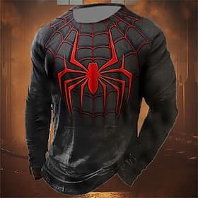 Men's Graphic Spider T Shirt Long Sleeve T shirt 3D Print Crew Neck Shirt Fashion Designer Casual Sports Outdoor Holiday Going out Red Blue Purple Spring   Fal
