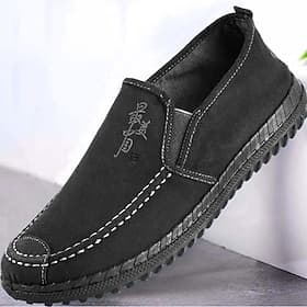 Men's Loafers  Slip-Ons Casual Shoes Slip-on Sneakers Comfort Shoes Casual Daily Canvas Breathable Comfortable Slip Resistant Loafer Black Blue Spring Fall