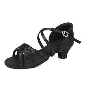 Girls' Latin Ballroom Dance Shoes Silk Salsa Tango Trainning Practice Dancing Shoes Low Heel 4cm