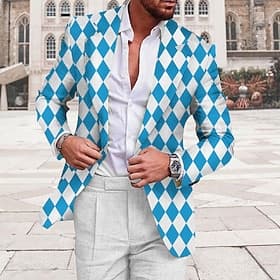 Men's Argyle Long Sleeve Turndown Business Work Wear to work Going out Buttons Print