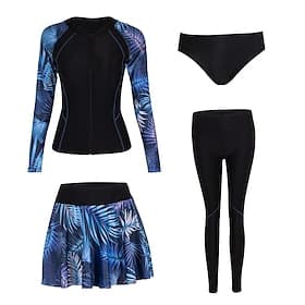 Women's Rash guard Swimsuit Floral Front Zip UV Sun Protection UPF50 Quick Dry Long Sleeve Bathing Suit Surfing Beach Water Sports Summer