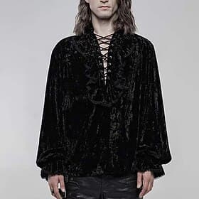 Punk  Gothic Mittelalterlich Steampunk Bluse / Hemd Ein Ballon Vampir V Ausschnitt Kostüm Herren Seeräuber Fantasie königlich Halloween Karneval Party Erwachse