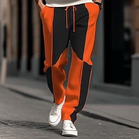 Men's Sweatpants Joggers Trousers Straight Leg Sweatpants Patchwork Drawstring Elastic Waist Color Block Comfort Breathable Casual Daily Holiday Sports Fashion